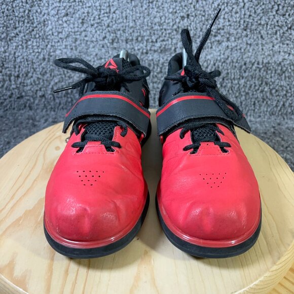 Reebok Lifter PR Weightlifting Shoes Mens Sz 8.5 Leather Black Red Gym Powerlift - Picture 2 of 8